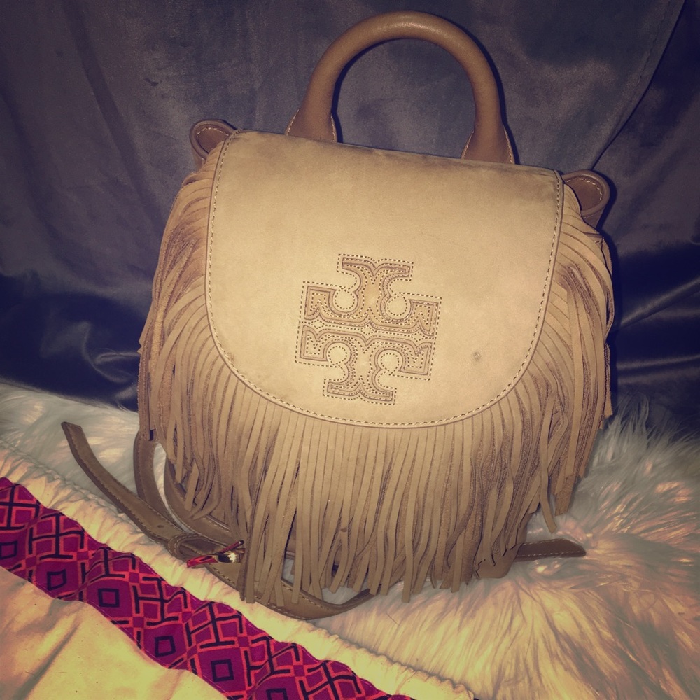 Tory Burch Harper Fringe Mini suede backpack